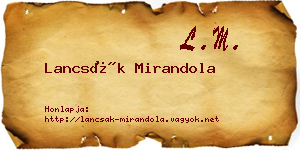 Lancsák Mirandola névjegykártya